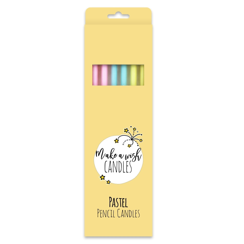 MAKE A WISH - Tall Pastel Pencil Candles x 6