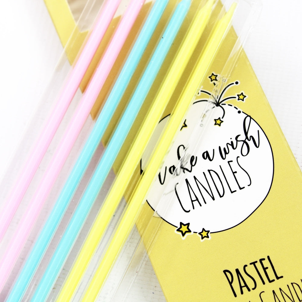 MAKE A WISH - Tall Pastel Pencil Candles x 6