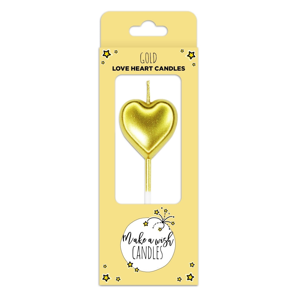 MAKE A WISH - Gold, Silver, Red Single Heart Candle