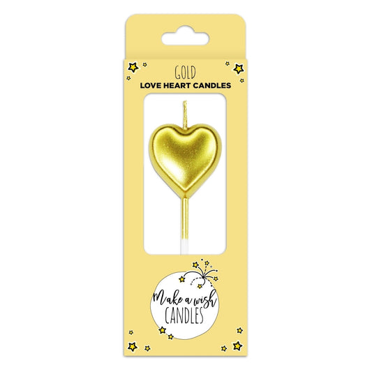 MAKE A WISH - Gold, Silver, Red Single Heart Candle