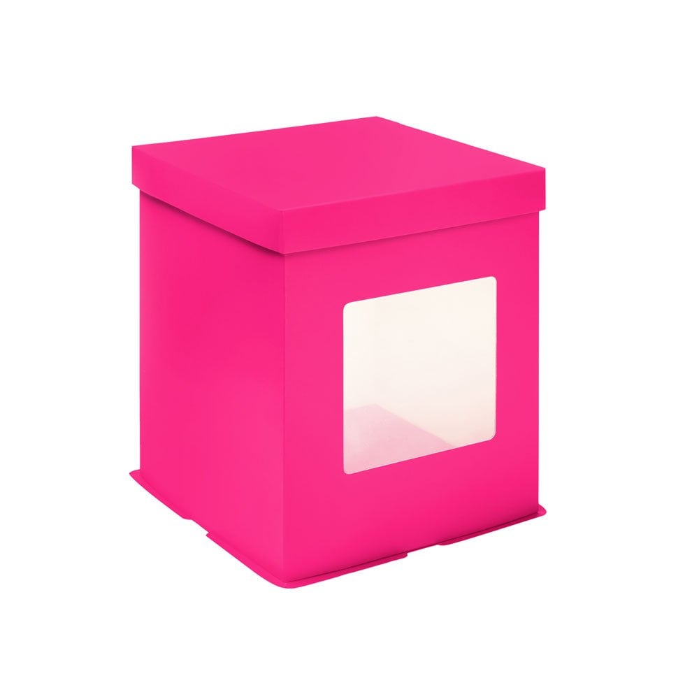 Hot Pink Tall Stylish Cake Box with Window