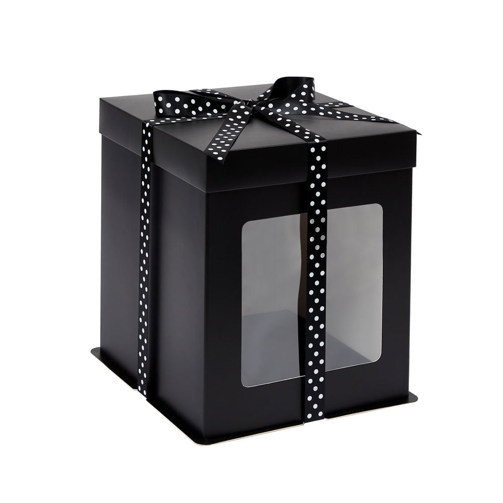 Matt Black Stylish Cake Box with Window