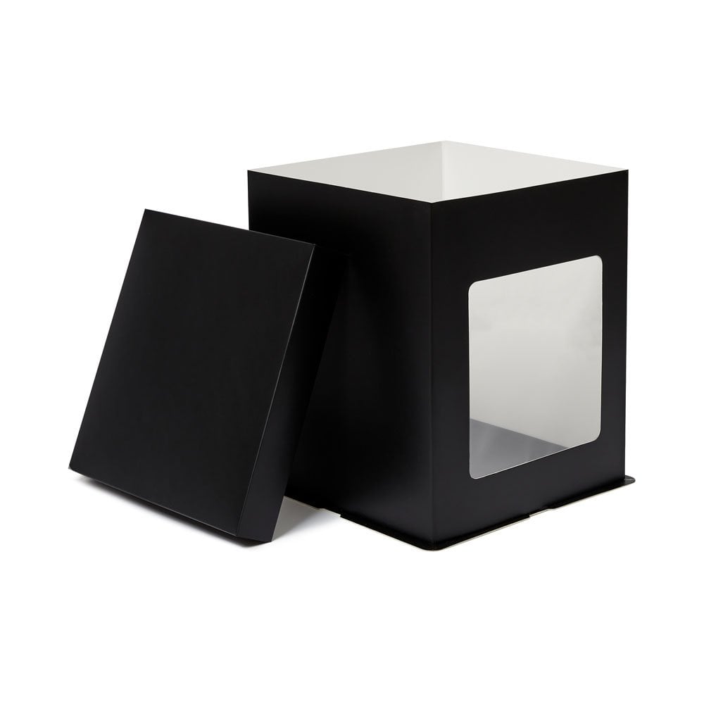 Matt Black Stylish Cake Box with Window