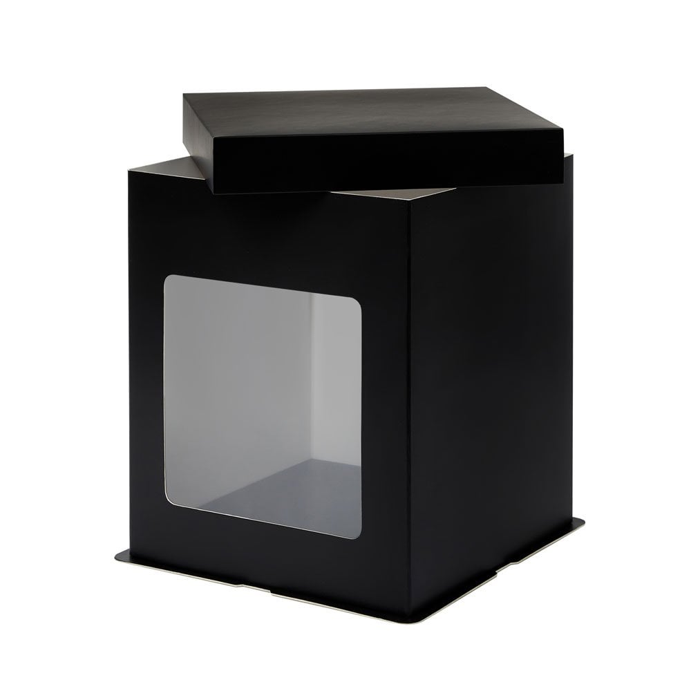 Matt Black Stylish Cake Box with Window