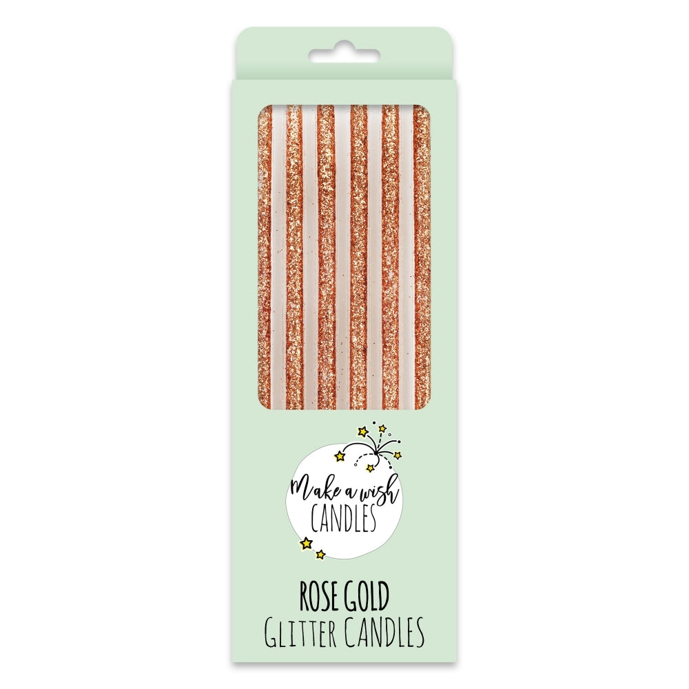 MAKE A WISH - Tall Hot (4 Colours) Glitter Candles x 6