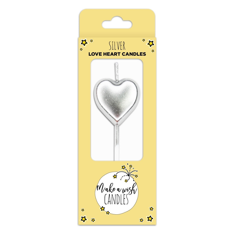 MAKE A WISH - Gold, Silver, Red Single Heart Candle
