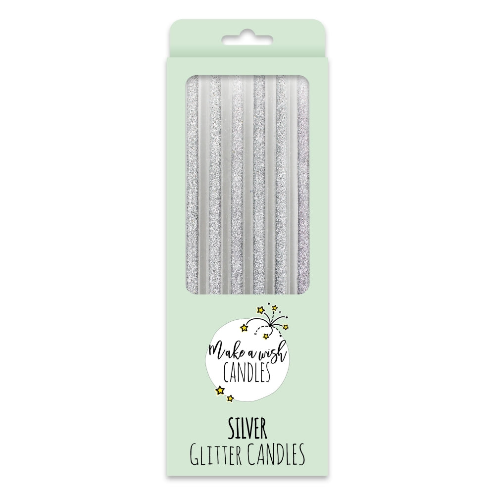 MAKE A WISH - Tall Hot (4 Colours) Glitter Candles x 6