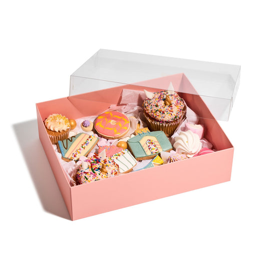 Pink Deluxe Treat Boxes with Clear Lid