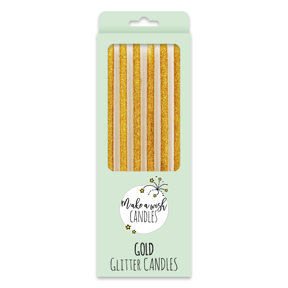 MAKE A WISH - Tall Hot (4 Colours) Glitter Candles x 6