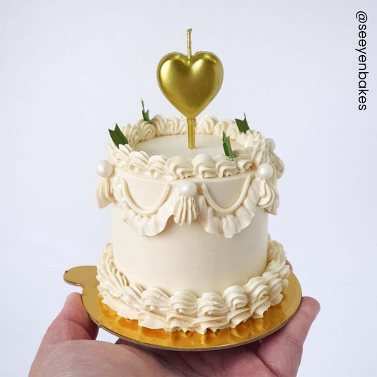 MAKE A WISH - Gold, Silver, Red Single Heart Candle