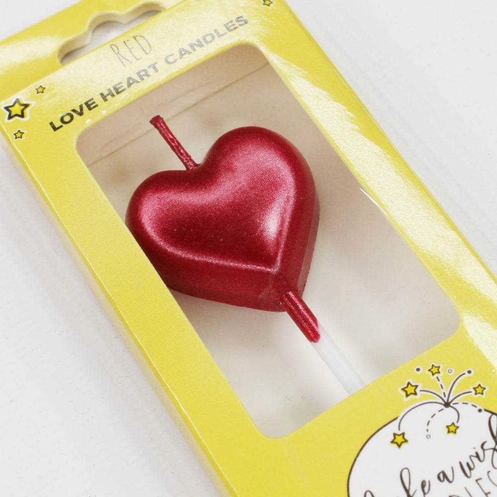 MAKE A WISH - Gold, Silver, Red Single Heart Candle