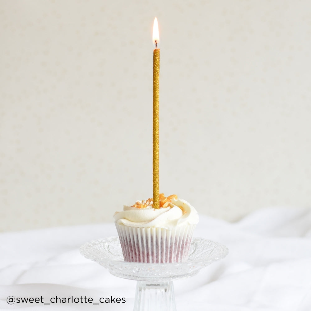 MAKE A WISH - Tall Hot (4 Colours) Glitter Candles x 6