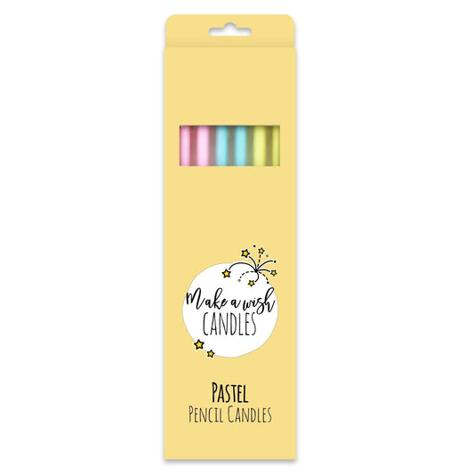 MAKE A WISH - Tall Pastel Pencil Candles x 6