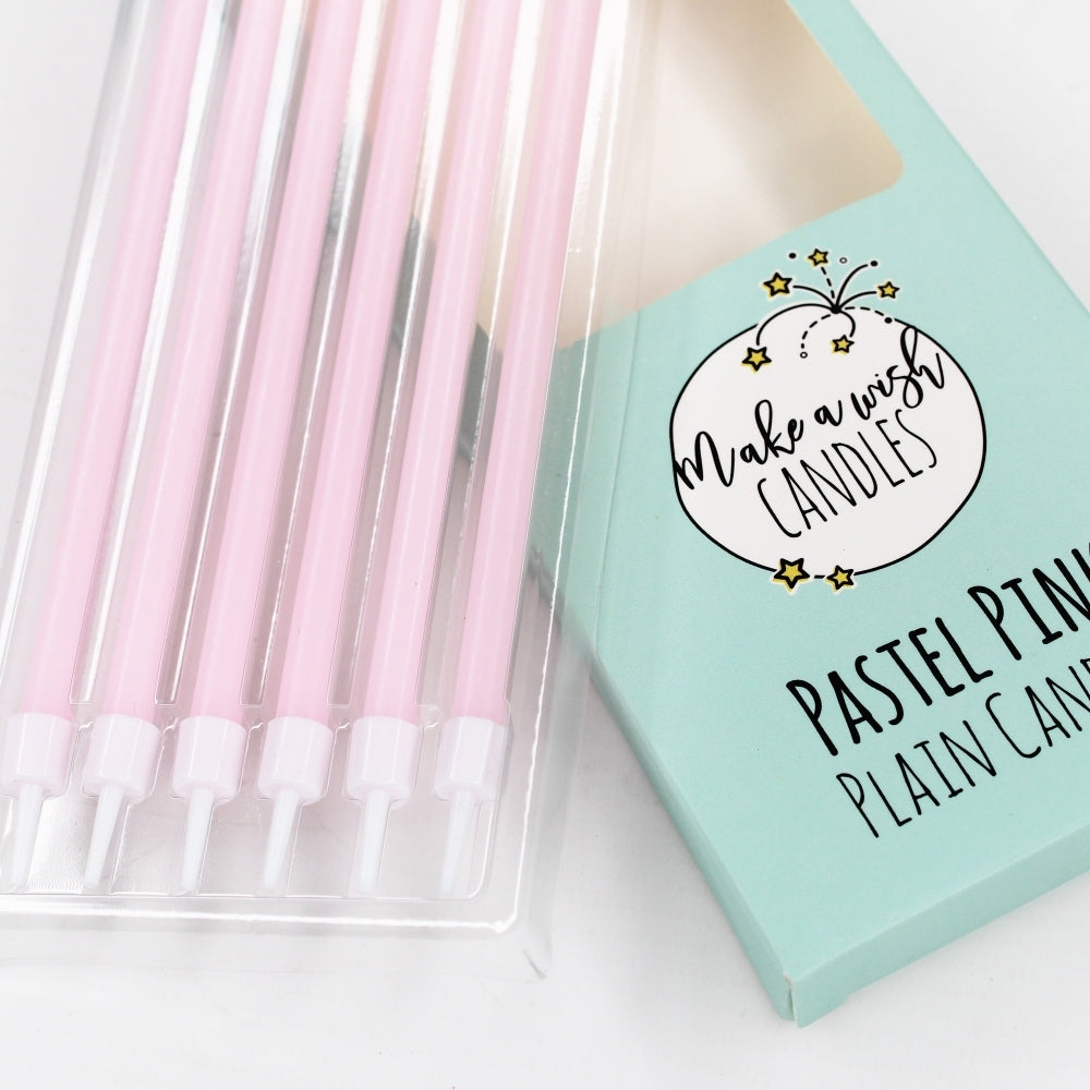 MAKE A WISH - Tall Pastel Pink & Blue Candles x 6