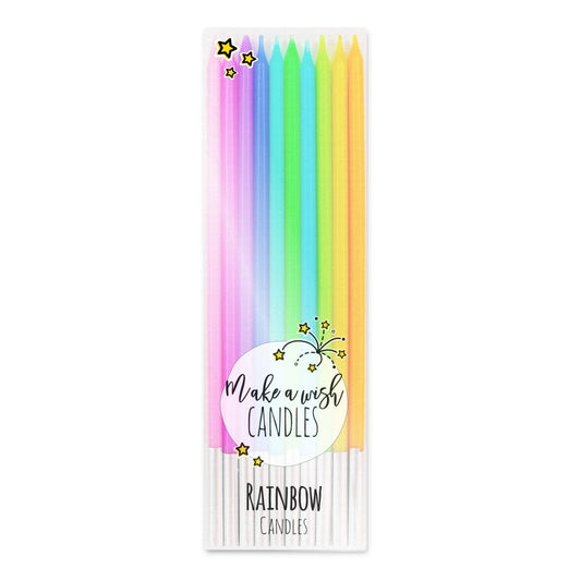 MAKE A WISH - Tall Rainbow Candles x 10