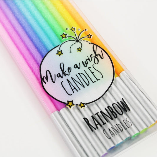 MAKE A WISH - Tall Rainbow Candles x 10
