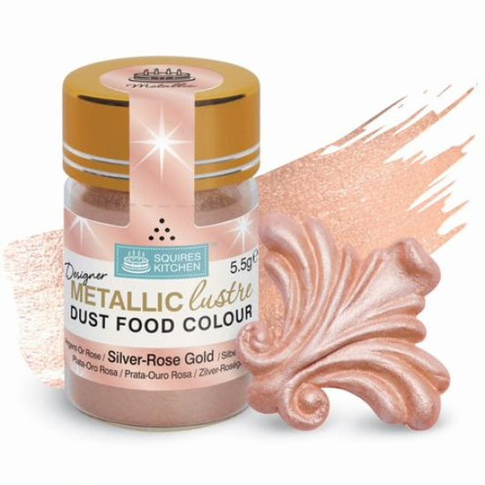 Squires Kitchen: Silver-Rose Gold Designer Metallic Lustre Dust